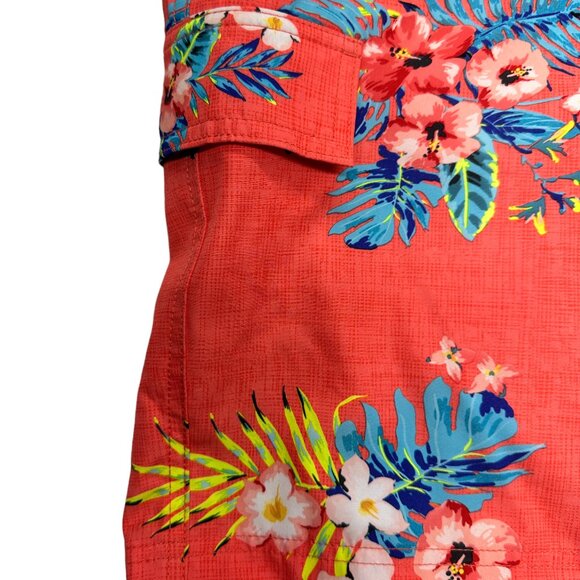 George Coral Tropical Print Swim Trunks (L/36-38) - Picture 3 of 7